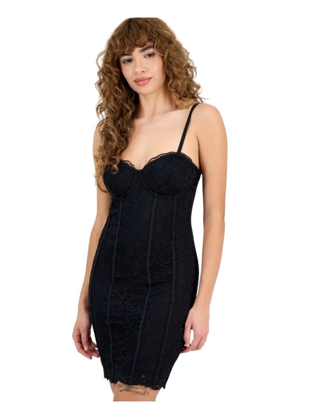 NWT GUESS Ryley Black Lace Bodycon Dress M MSRP $128